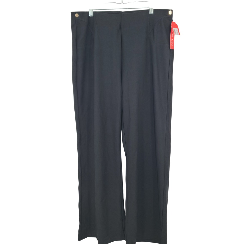 Maze Collection Wide Cut Pant Women 3X Black Stretch Gold Button Accents Capsule